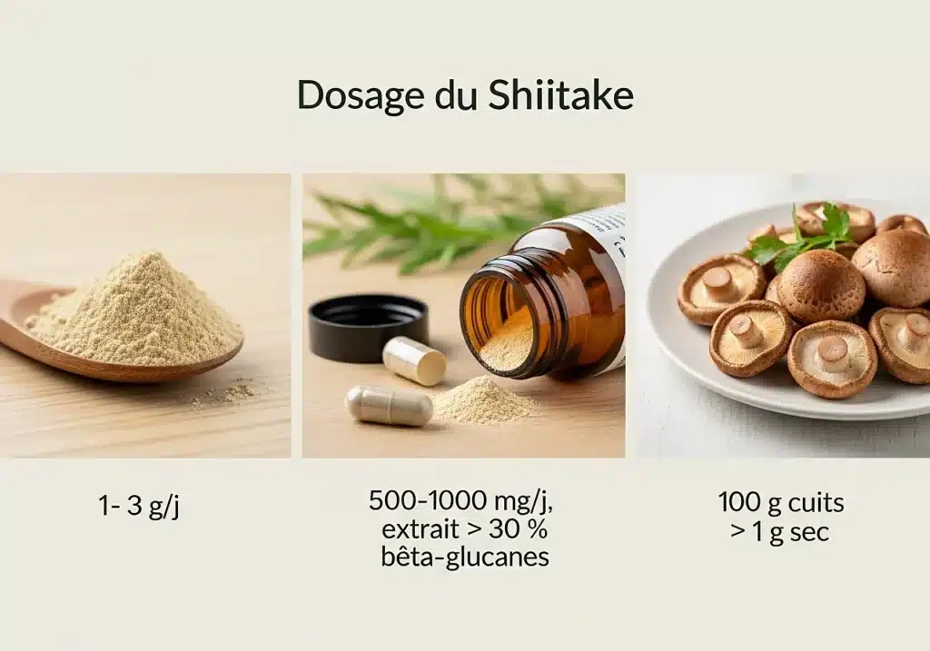 Shiitake pour l’immunité : posologie et conseils d’utilisation 3 Les bêta-glucanes du shiitake participent à la “mémoire” du système immunitaire, favorisant une réponse plus rapide et plus adaptée en cas d’agression.