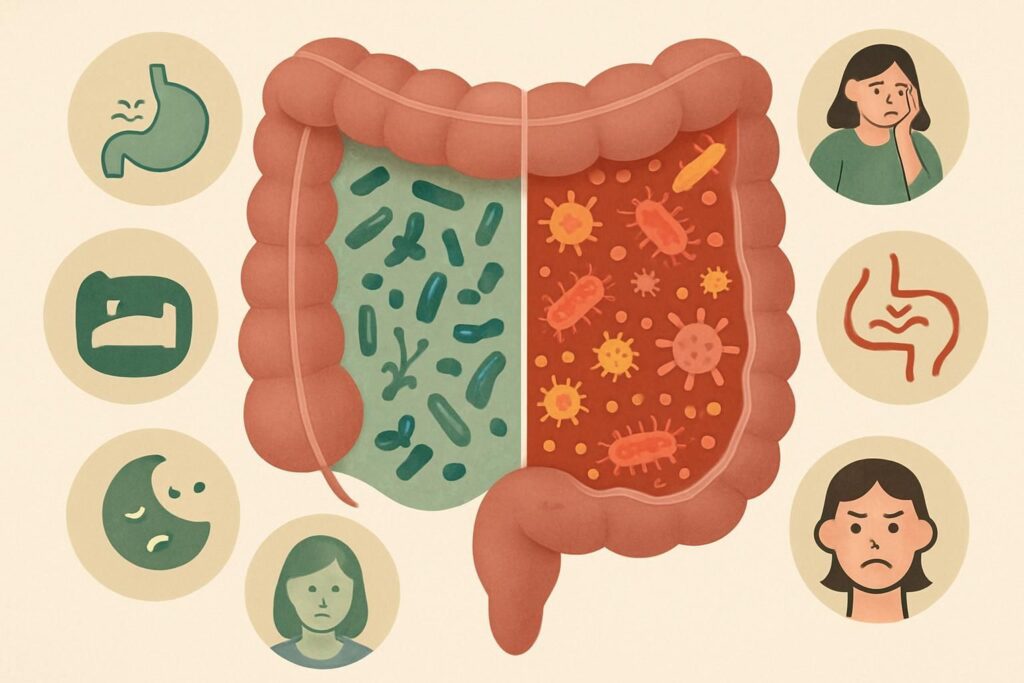 Microbiote déséquilibré : quels symptômes doivent alerter ? 23 Découvrez les symptômes clés d'un microbiote déséquilibré et apprenez quand il est important de consulter pour préserver votre santé intestinale et générale.