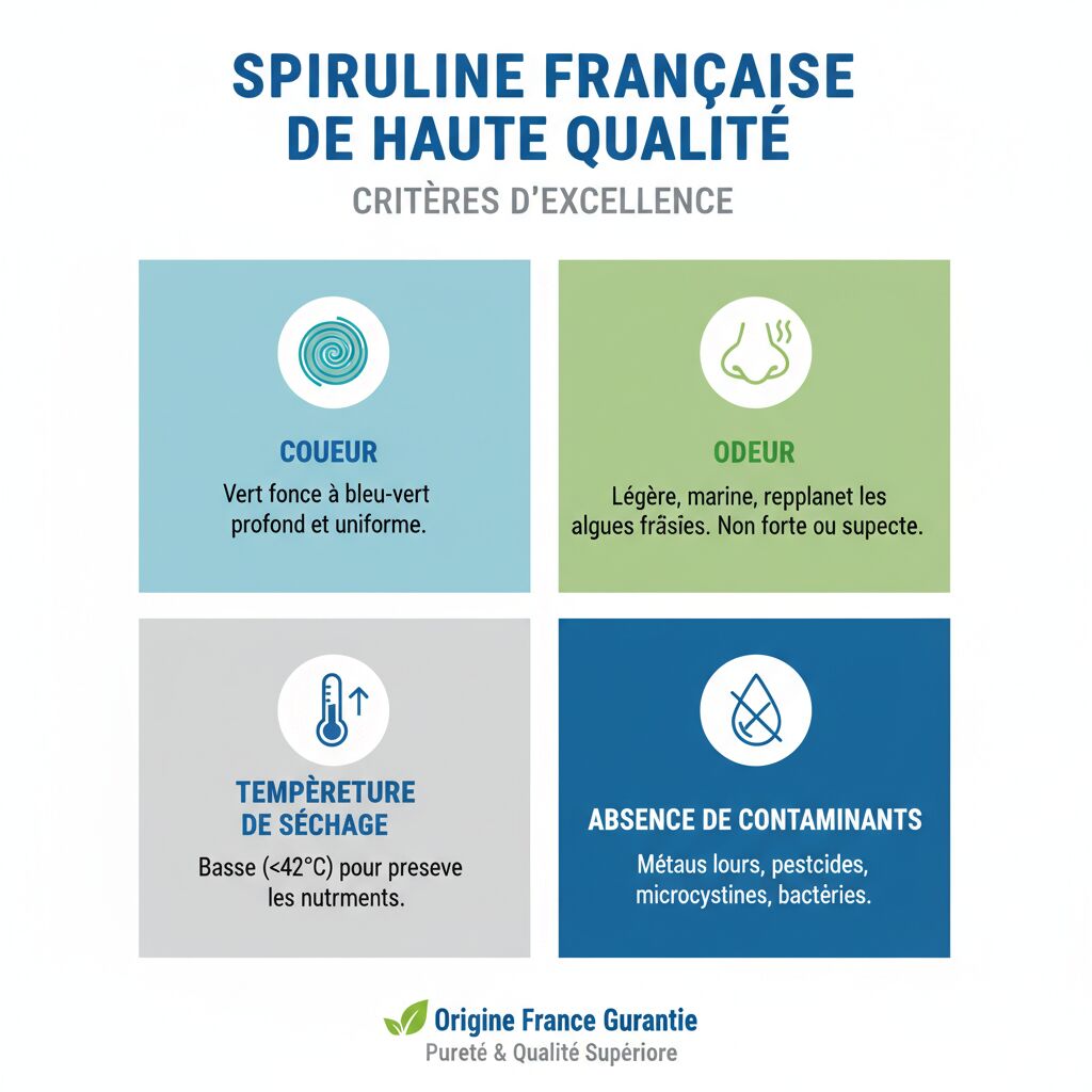La meilleure spiruline française de qualité 7 Découvrez la meilleure spiruline française de qualité, cultivée avec soin pour vous offrir un produit naturel, riche en nutriments et bénéfique pour votre santé.